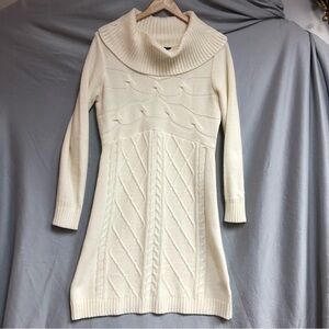AGB large cream sweater dress long sleeves it has a cowl neck cable knit
